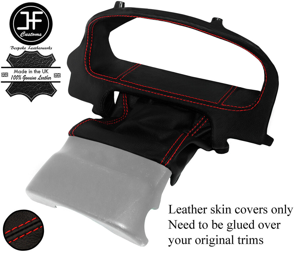 RED STITCH SPEEDO TRIM SURROUND+COLUMN LEATHER COVERS FOR FREELANDER 2 06-14