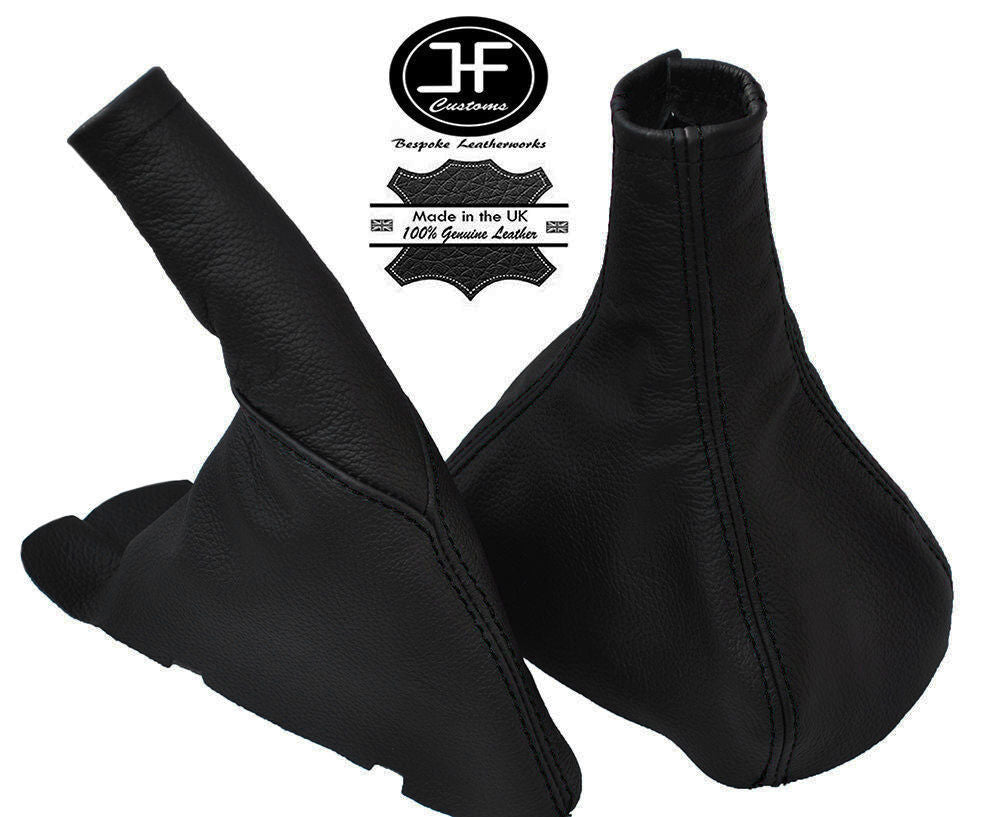 BLACK STITCH FOR VAUXHALL TIGRA A GENUINE LEATHER GEAR HANDBRAKE GAITER SET