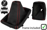 RED STITCH LEATHER MANUAL GEAR GAITER PLASTIC FRAME FITS AUDI A4 B7 2005-2008