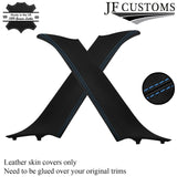 L BLUE STITCH LEATHER+SUEDE COVERS FOR BMW MINI R50 R53 01-06 TOP RECOVERY KIT