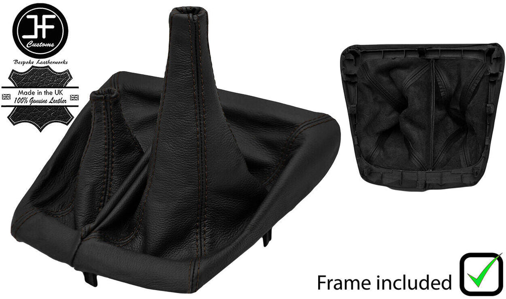 BROWN STITCH LEATHER MANUAL 4X4 GEAR&HI LOW GAITER+FRAME FOR TOYOTA HILUX 06-15