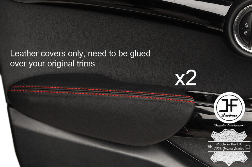 RED STITCH 2X FRONT DOOR ARMREST LEATHER COVERS FOR BMW MINI COOPER F55 14-17