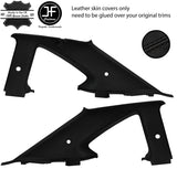 BLACK STITCH 2X B C PILLAR LEATHER COVERS FITS NISSAN S15 200SX SILVIA 99-03