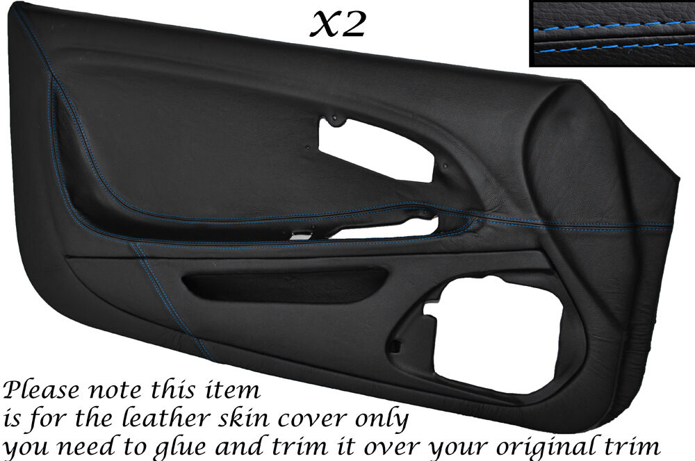 BLUE STITCH 2X FULL DOOR CARD LEATHER SKIN COVER FITS MITSUBISHI FTO 1994-2001