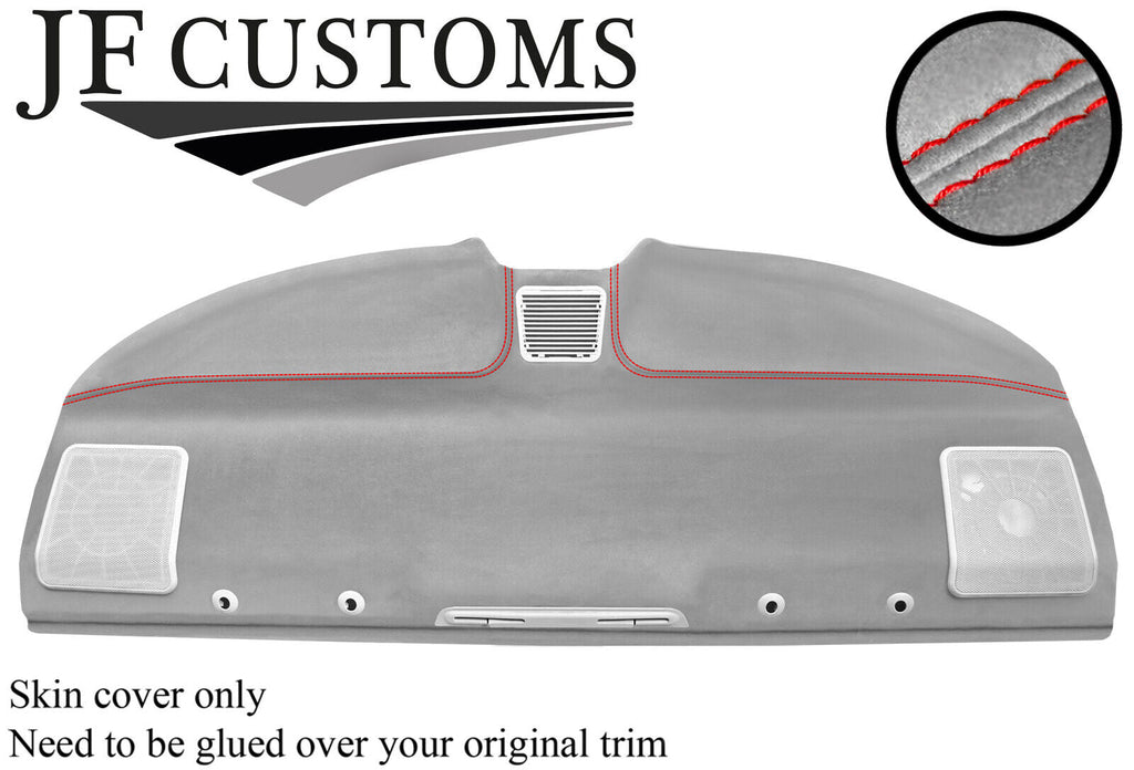 RED STITCH PARCEL SHELF LIGHT GREY LUXE SUEDE COVER FOR BMW 3 E36 SALOON JF1