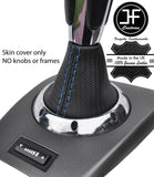 BLUE STITCHING CARBON FIBER VINYL SMG GEAR GAITER FITS BMW E46 SMG 98-05