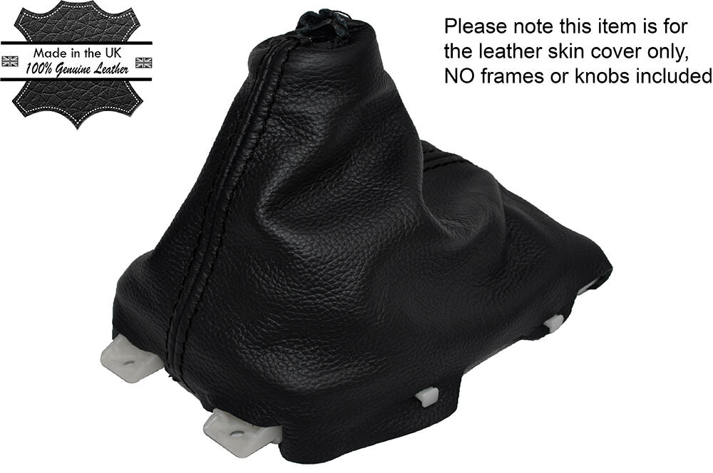 BLACK STITCHING MANUAL LEATHER SKIN GEAR GAITER FITS MAZDA 3 2014-2016