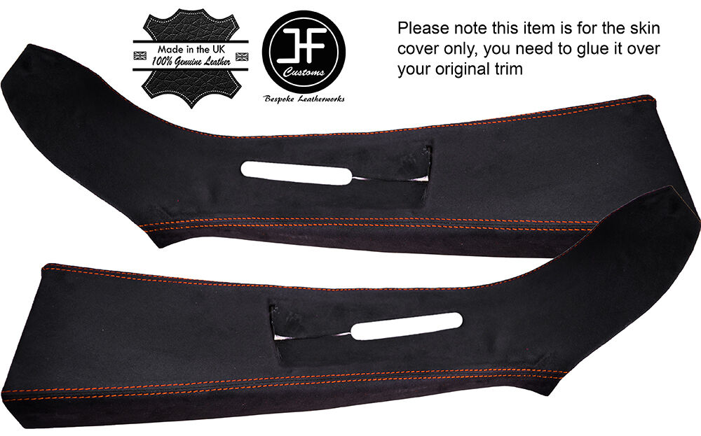 ORANGE STICH 2X UPPER B PILLAR PU SUEDE COVERS FITS VW T5 TRANSPORTER CARAVELLE