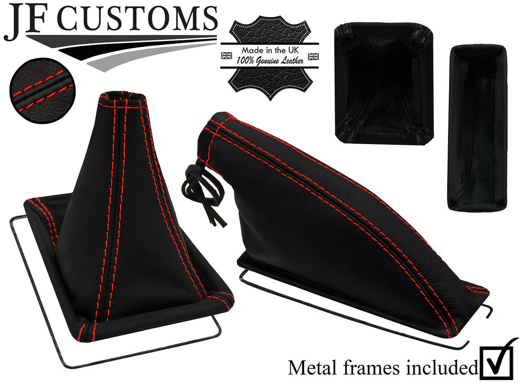 RED STITCH LEATHER GEAR HANDBRAKE + METAL FRAMES FOR TOYOTA CELICA 77-81
