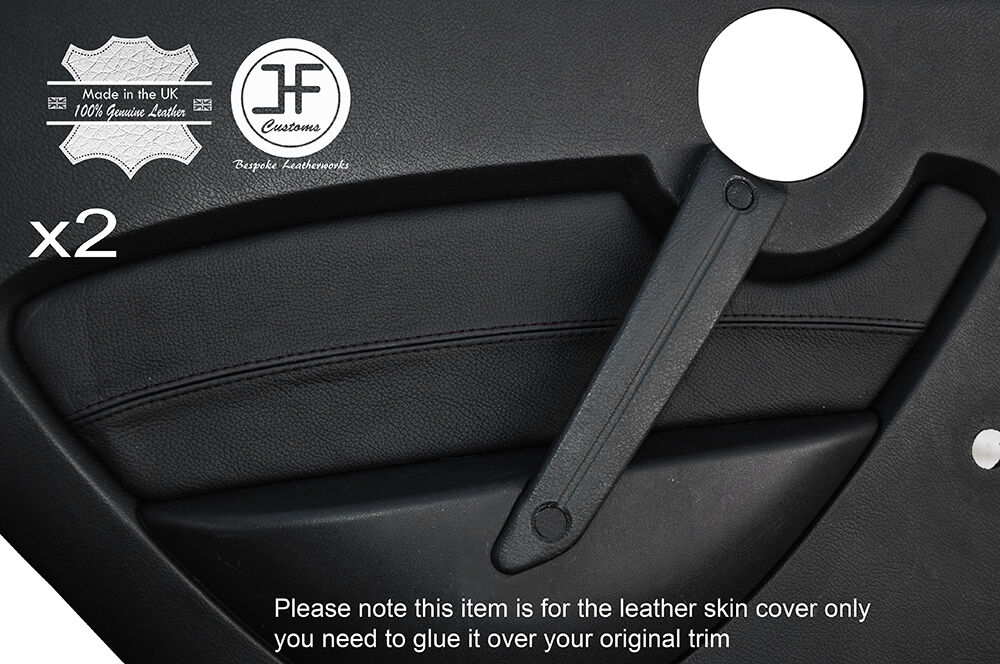 BLACK STITCH 2X REAR DOOR CARD TRIM LEATHER COVERS FITS PROTON GEN 2 2004-2011
