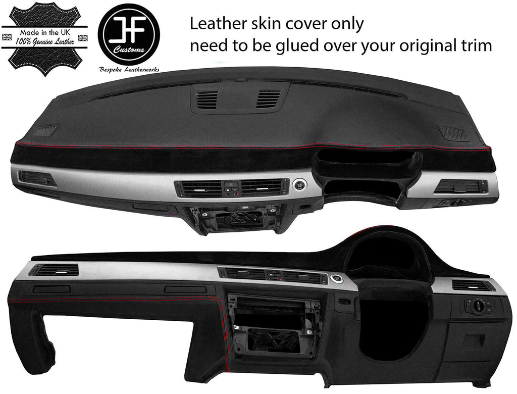 RED STITCH DASH DASHBOARD LEATHER & SUEDE COVER FOR BMW 3 E90 E91 E92 E93
