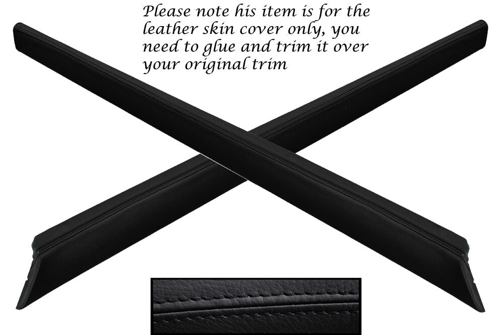BLACK STITCH 2X TOP DOOR CARDS PANEL LEATHER COVERS FITS PORSCHE 911 964 89-93