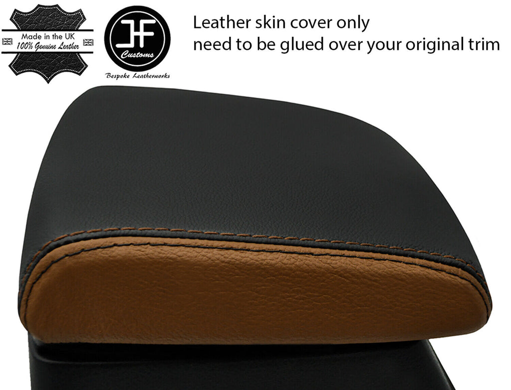 BLACK BROWN  2 TONE ARMREST LID REAL LEATHER COVER FOR SUZUKI GRAND VITARA 06-15