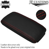 RED STITCH LEATHER ARMREST ELASTICATED SKIN COVER FITS AUDI A3 8P S3 03-12