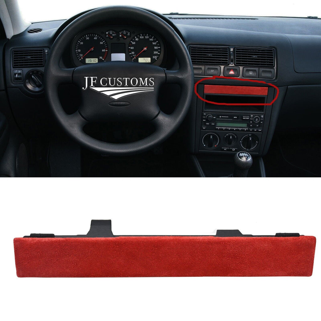 RED SUEDE CUP HOLDER BLANK TRIM COVER + FRAME FITS VW GOLF MK4 98-05 CUSTOM NEW