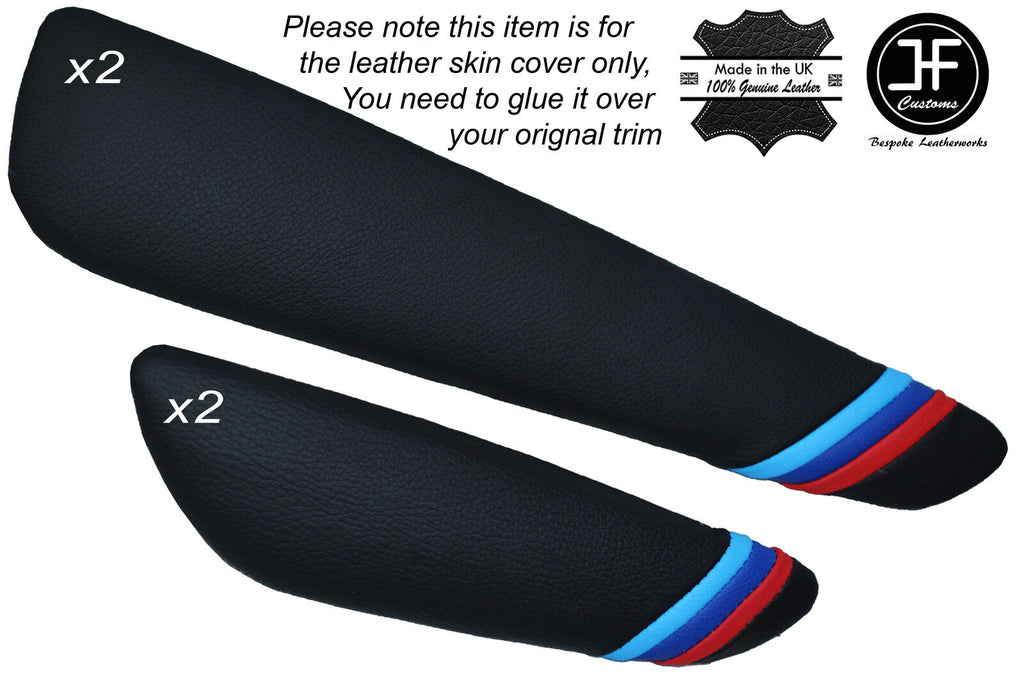 TRI STRIPES 4X DOOR ARMREST PAD SKIN COVERS FITS BMW E46 CONVERTIBLE COUPE 98-05