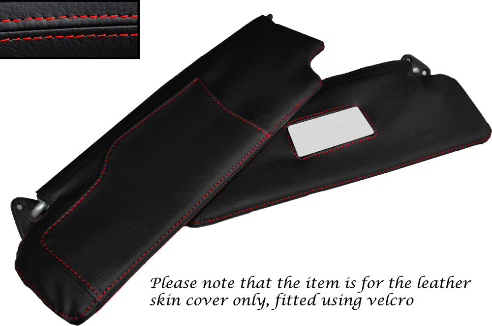 RED STITCH 2X SUN VISORS LEATHER SKIN COVERS FITS AUTOBIANCHI A112 SERIES 3