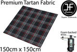 PREMIUM AUTOMOTIVE RED TARTAN FOAM BACKED 4MM FABRIC 150cm x 150cm UPHOLSTERY