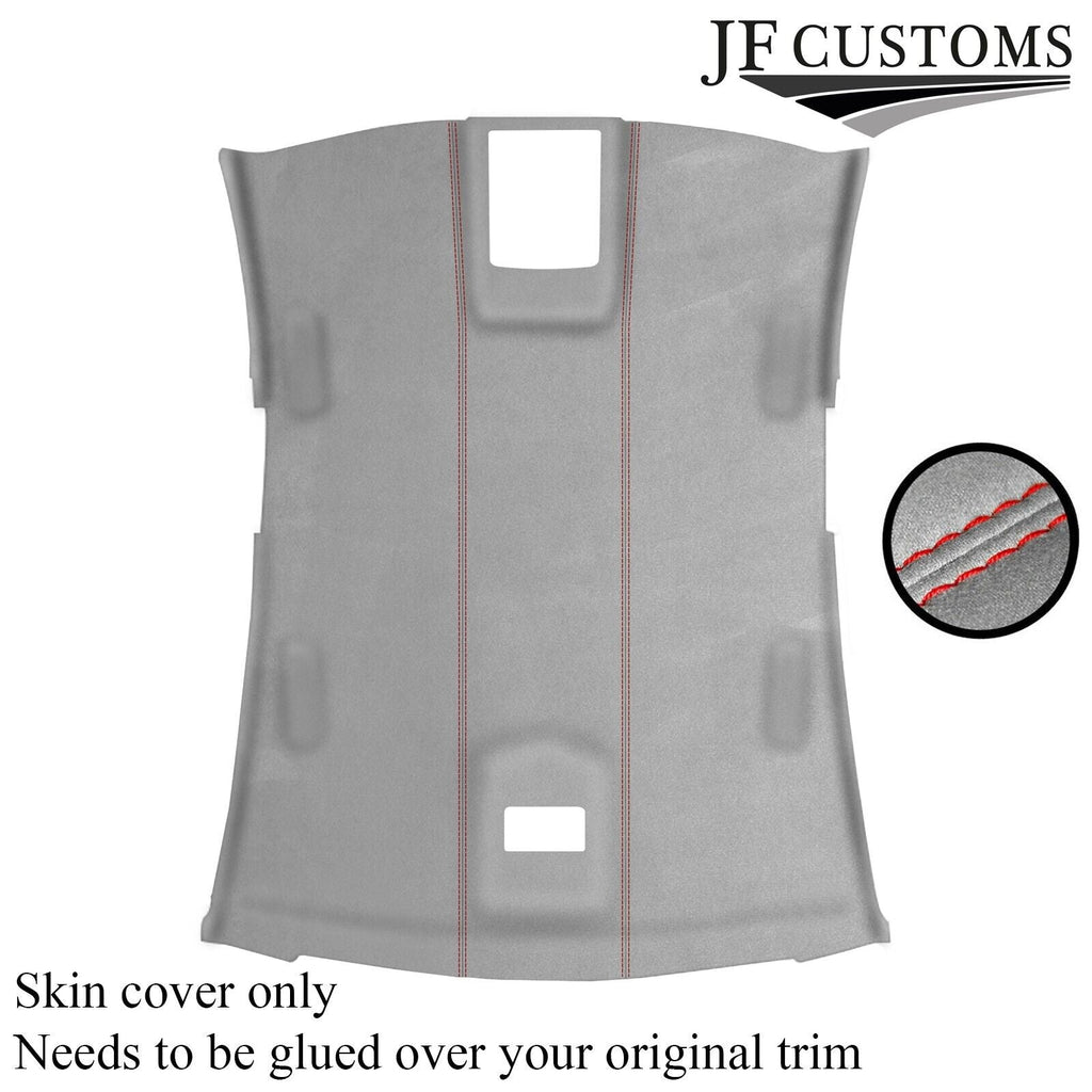 RED STITCH LIGHT GREY LUXE SUEDE HEADLINER COVER FITS JAGUAR XF 2008-2015
