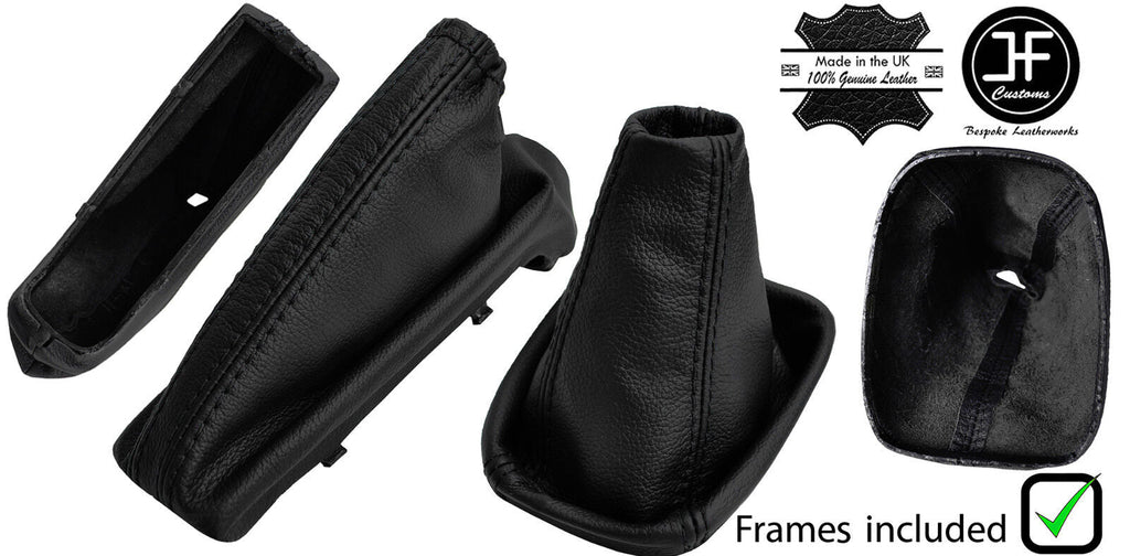 BLACK STITCH LEATHER GAITER SET WITH PLASTIC FRAME FOR VAUXHALL OPEL ADAM 12-18