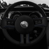 R BLUE STITCH LEATHER COVERED STEERING WHEEL TRIMS+FRAMES FOR FORD MUSTANG 10-14