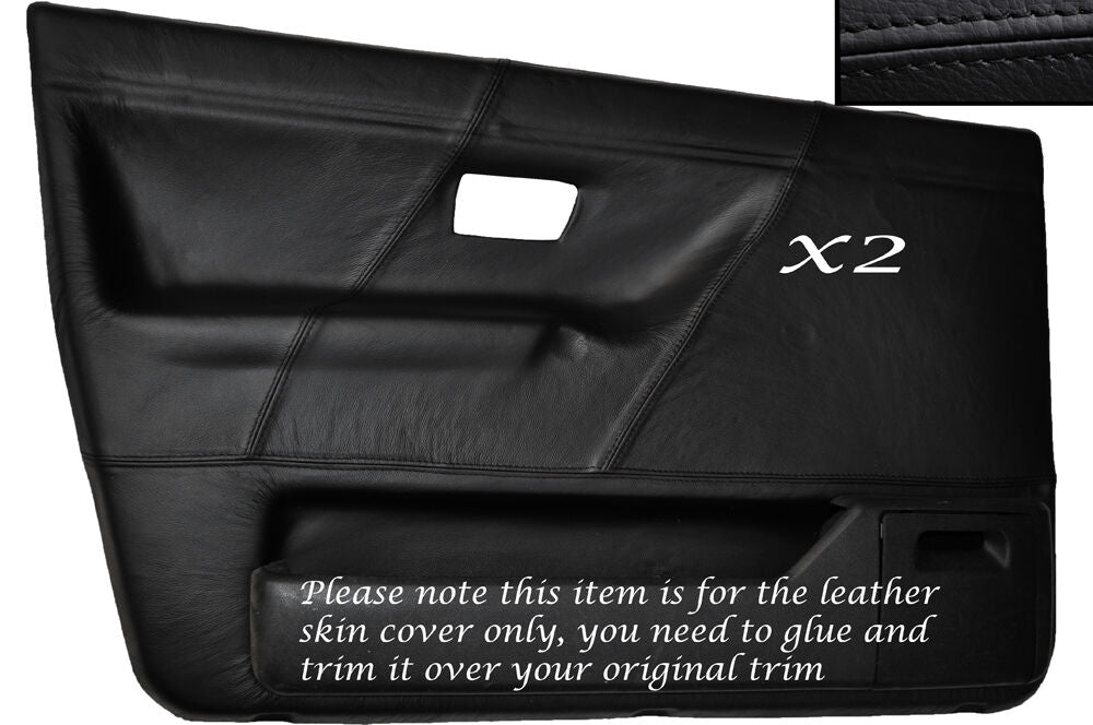 BLACK STITCH 2X FRONT DOOR CARD SKIN COVERS FITS VW GOLF MK2 II JETTA 83-92 5DR