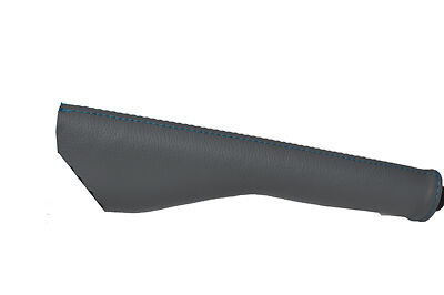 BLUE STITCH FITS VW CADDY 2004-2010 GREY LEATHER HANDBRAKE GAITOR CUSTOM NEW