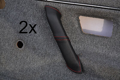 red stitch FITS VW GOLF MK2 II JETTA 2X DOOR HANDLE LEATHER COVERS CUSTOM NEW