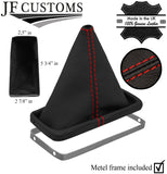 RED  STITCH TOP GRAIN LEATHER GEAR GAITER + METAL FRAME FITS CORVETTE C3 68-77