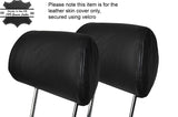 BLACK STITCH 2X FRONT HEADREST LEATHER SKIN COVERS FITS AUDI A4 B5 1995-2001