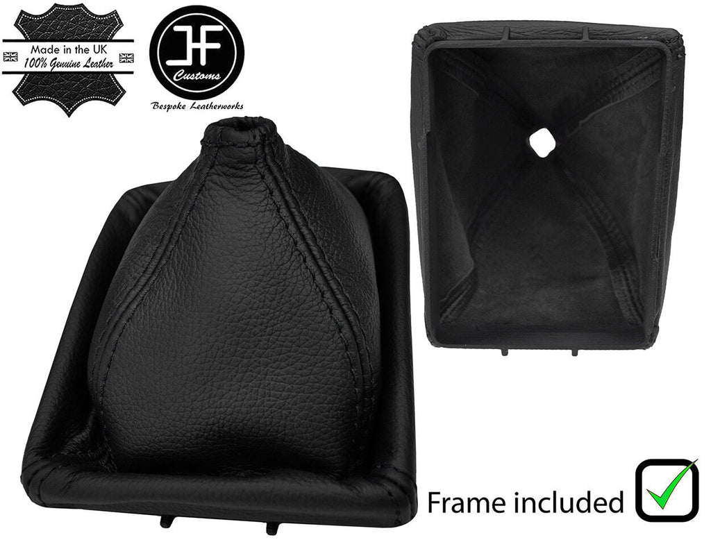 BLACK STITCH LEATHER MANUAL GEAR GAITER+PLASTIC FRAME FITS JEEP WRANGLER 97-04