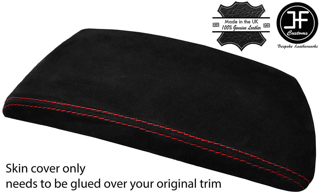 RED STITCHING REAL SUEDE ARMREST LID COVER FOR BMW X3 E83 2003-2010 CUSTOM NEW