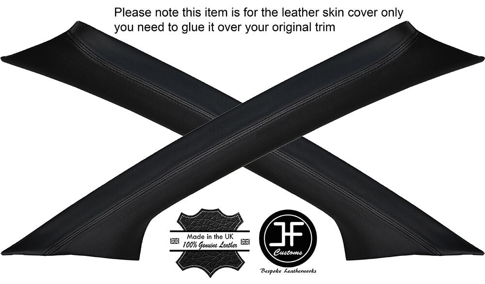BLACK STITCH 2X A POST PILLARS LEATHER COVERS FITS SUBARU LEGACY OUTBACK 10-15