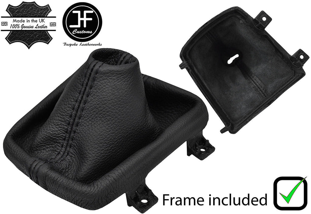 BLACK STITCH LEATHER MANUAL GEAR GAITER+PLASTIC FRAME FITS MAZDA 2 2014-2018