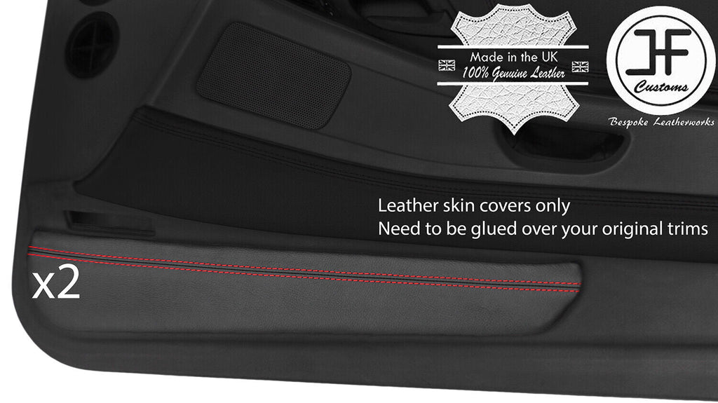 RED STITCH 2X BOTTOM DOOR POCKET LEATHER COVERS FOR BMW 8 SERIES E31 90-99