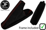 RED STITCH SUEDE HANDBRAKE GAITER + PLASTIC FRAME FOR BMW 3 SERIES E36 91-99