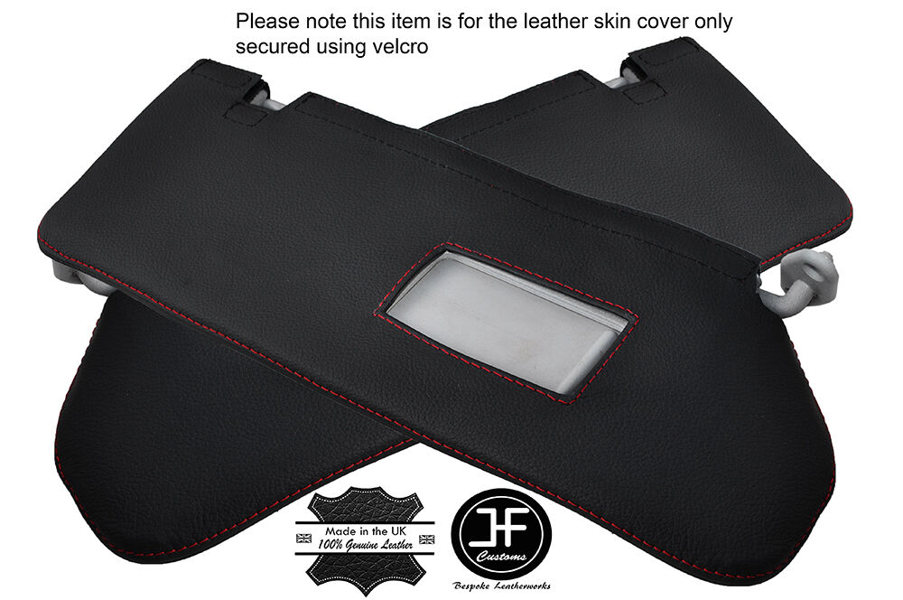 RED STITCH 2X SUN VISORS LEATHER COVERS FITS MITSUBISHI PAJERO SHOGUN 00-06