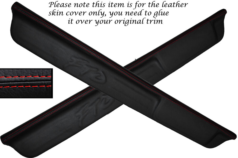 RED STITCH 2X DOOR SILL TRIM SKIN COVERS FITS MITSUBISHI FTO 1994-2001