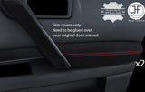 RED STITCH 2X FRONT DOOR ARMREST SUEDE COVERS FITS INFINITI FX35 FX45 03-08