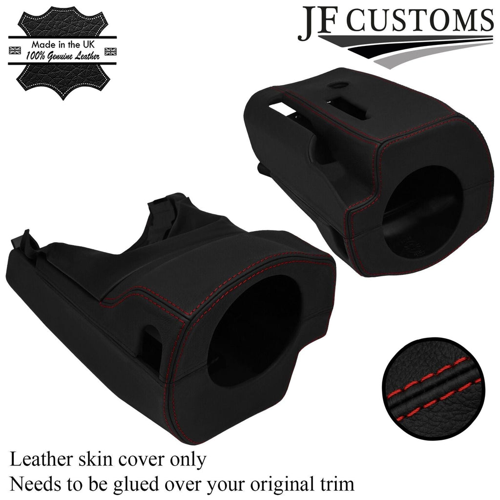 FITS FORD MUSTANG 15-21 DARK RED STITCH STEERING SHROUD COLUMN LEATHER COVER