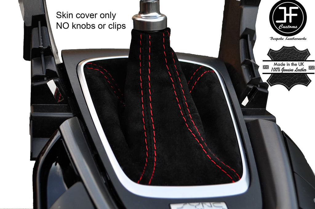 RED STITCH REAL SUEDE MANUAL GEAR GAITER FITS  FORD MONDEO MK5 2014-2017