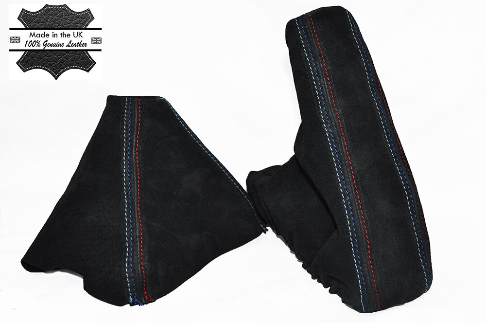 BLACK SUEDE TRI STITCH GAITERS FITS BMW 1 Series E81 E87 E82 E88 2004-2013