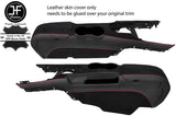 RED STITCH CONSOLE + ARMREST SUEDE & LEATHER COVERS FOR FORD MUSTANG 15-18