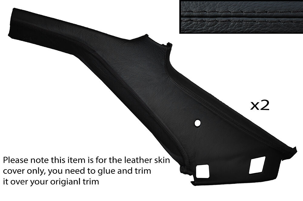 BLACK STITCH 2X REAR C PILLAR LEATHER SKIN COVERS FITS VW CORRADO 1988-1995