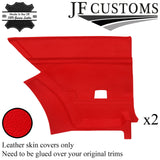 RED ITALIAN LEATHER 2X REAR DOOR CARD COVERS FITS LANCIA BETA VOLUMEX COUPE