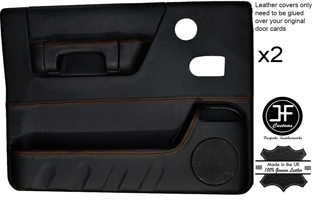 ORANGE STITCH 2X FRONT FULL DOOR CARD SKIN COVER FITS LAND ROVER DISCOVERY 96-04