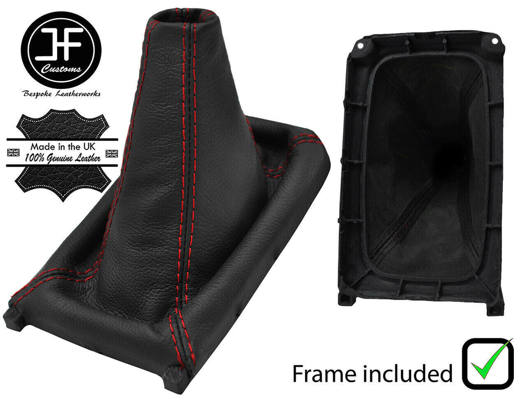 RED  STITCH LEATHER MANUAL GEAR GAITER+PLASTIC FRAME FOR HONDA CIVIC 1996-2001