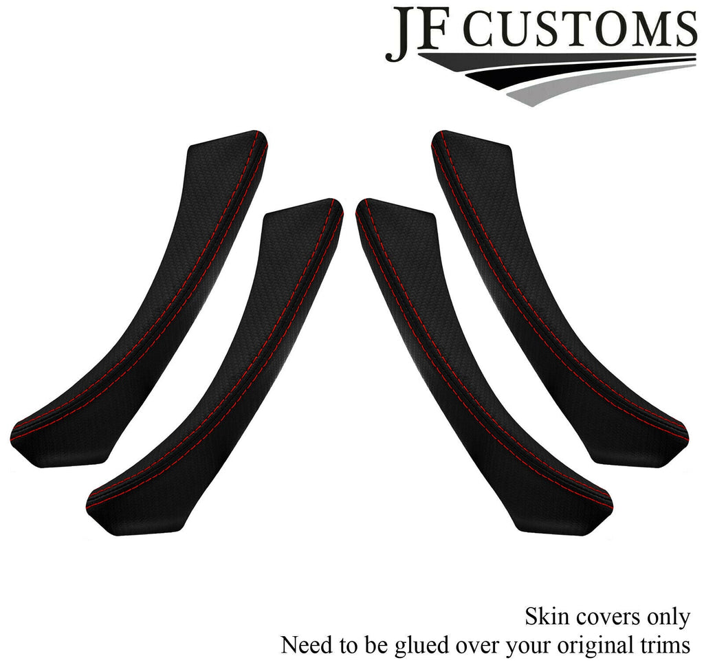 RED STITCH CARBON VINYL  4X FRONT REAR DOOR HANDLE COVERS FOR BMW E90 E91