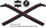 RED STITCHING 2X A PILLAR SUEDE COVERS FITS LAND ROVER DEFENDER 90 110 83-17