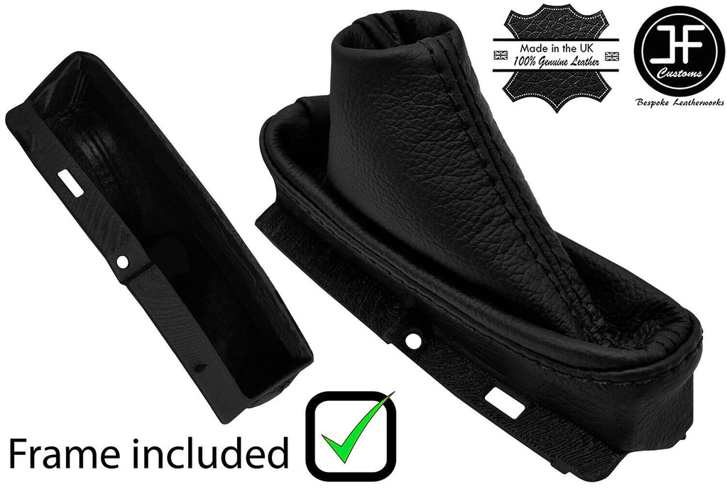 BLACK STITCH REAL LEATHER HANDBRAKE + PLASTIC FRAME FITS PEUGEOT 607 2000-2008